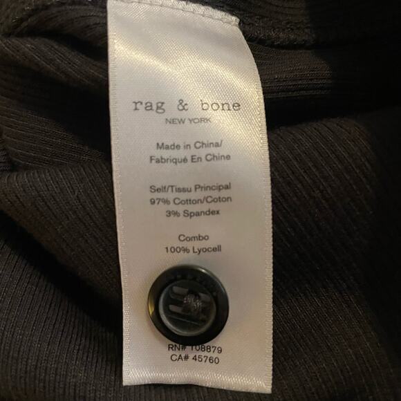 Rag and Bone Dress Ribbed Knit Button Front Long Sleeve Black Fitted‎ Classic XS - Picture 8 of 8